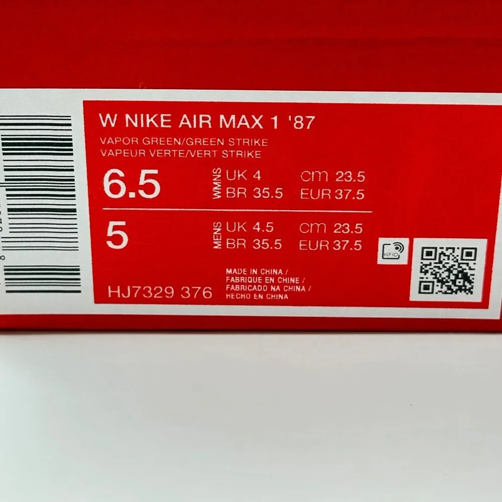 Women's Nike Air Max 1 '87 Vapor Green HJ7329-376 Size 6.5 - Picture 12 of 12